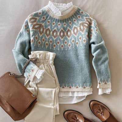 Sarah - Hellblauer Pullover mit Rundhalsausschnitt