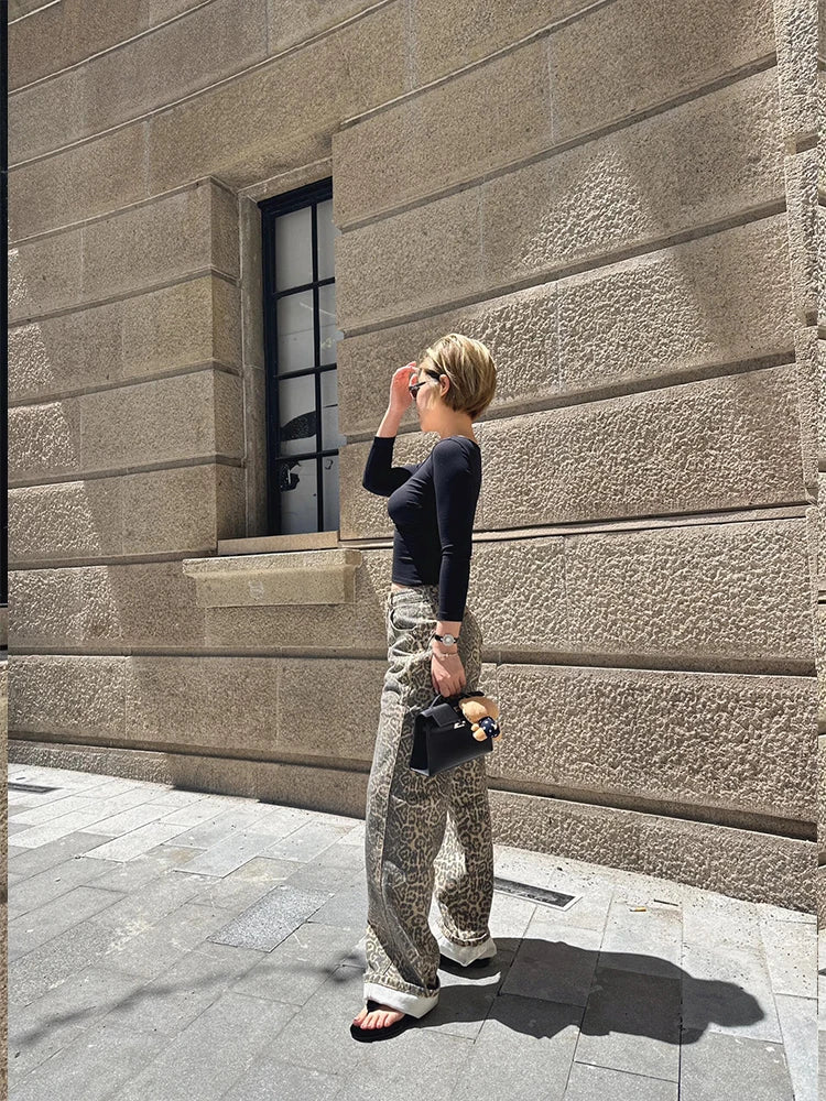 Talia | Weite Leopardenjeans