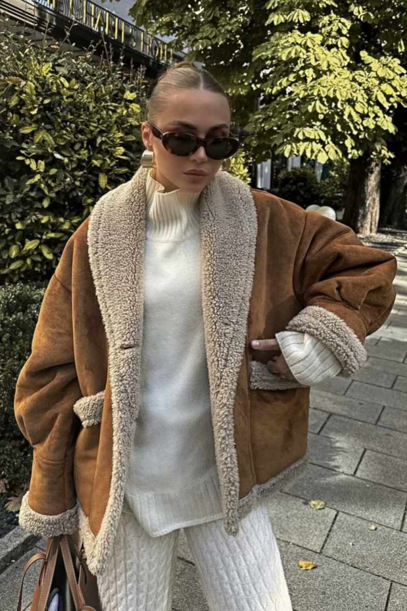 Anna - Fleecejacke mit Kontrastkragen