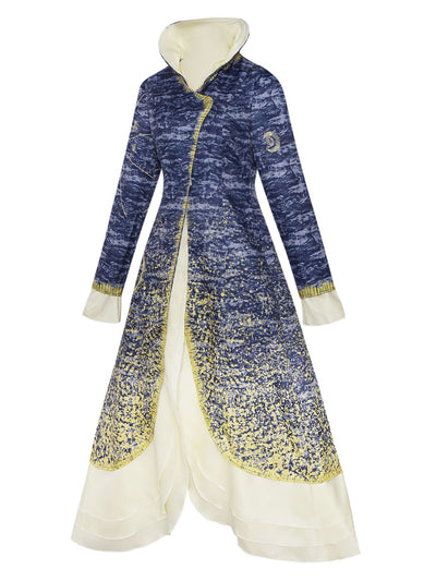 Blau 1930er Wicked Stehkragen Madame Morrible Stardust Mantel