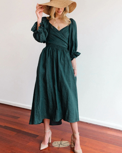 OPHELIA™ | FRANZÖSISCHES KLEID MIT RÜSCHENÄRMELN
