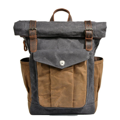 MARSEILLE | Rolltop-Rucksack aus wachsbeschichtetem Segeltuch