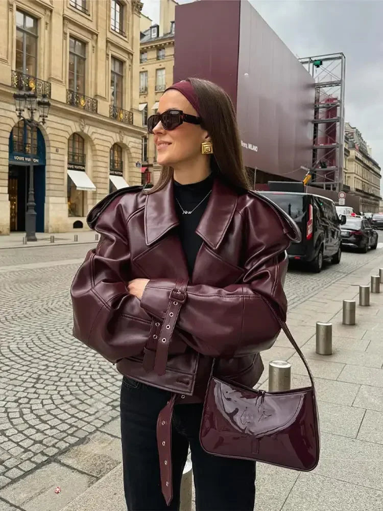 Air | Kurzer Trenchcoat aus veganem Leder