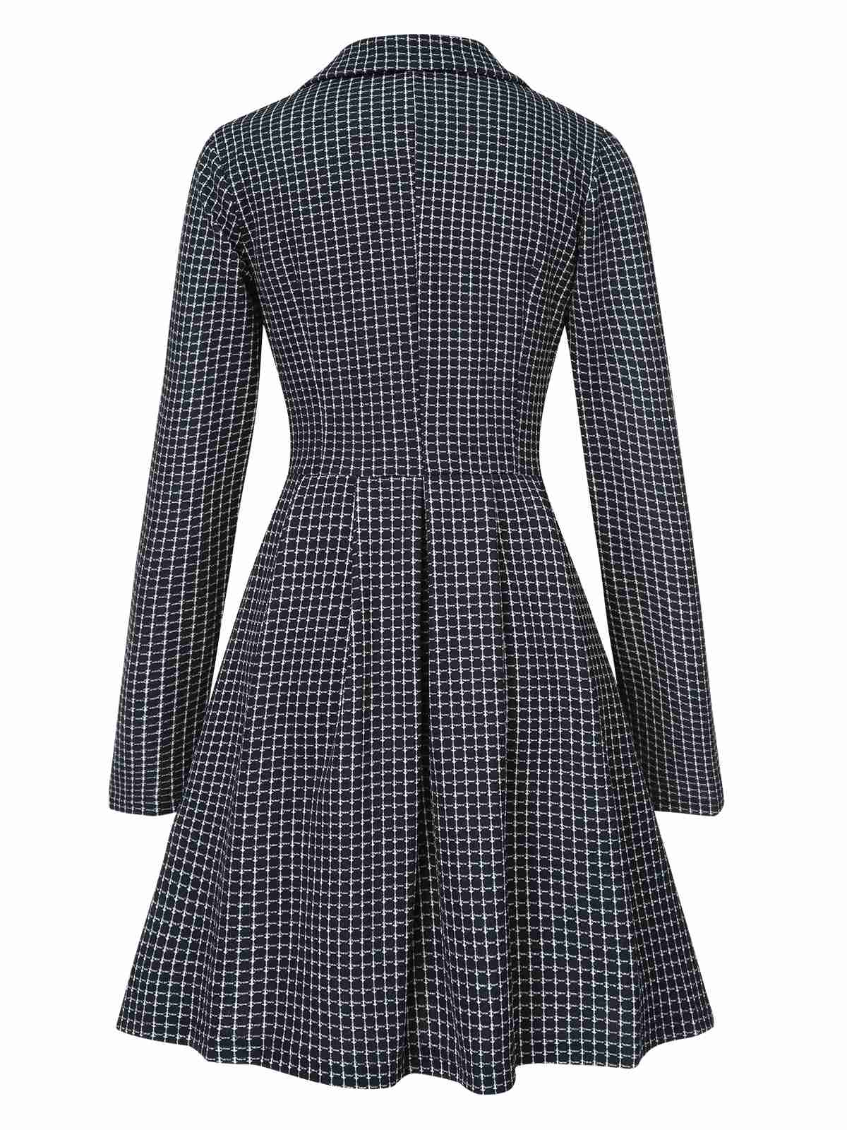 1950er Plaid Kerbe Revers Zweireihig Mantel