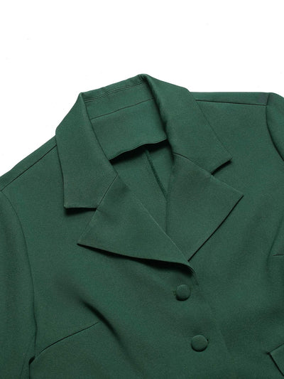 Grün 1940er Revers Knöpfen Kurzer Blazer