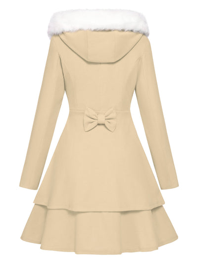 1940er Solide Abnehmbarer Pelzkragen Kleid Mantel
