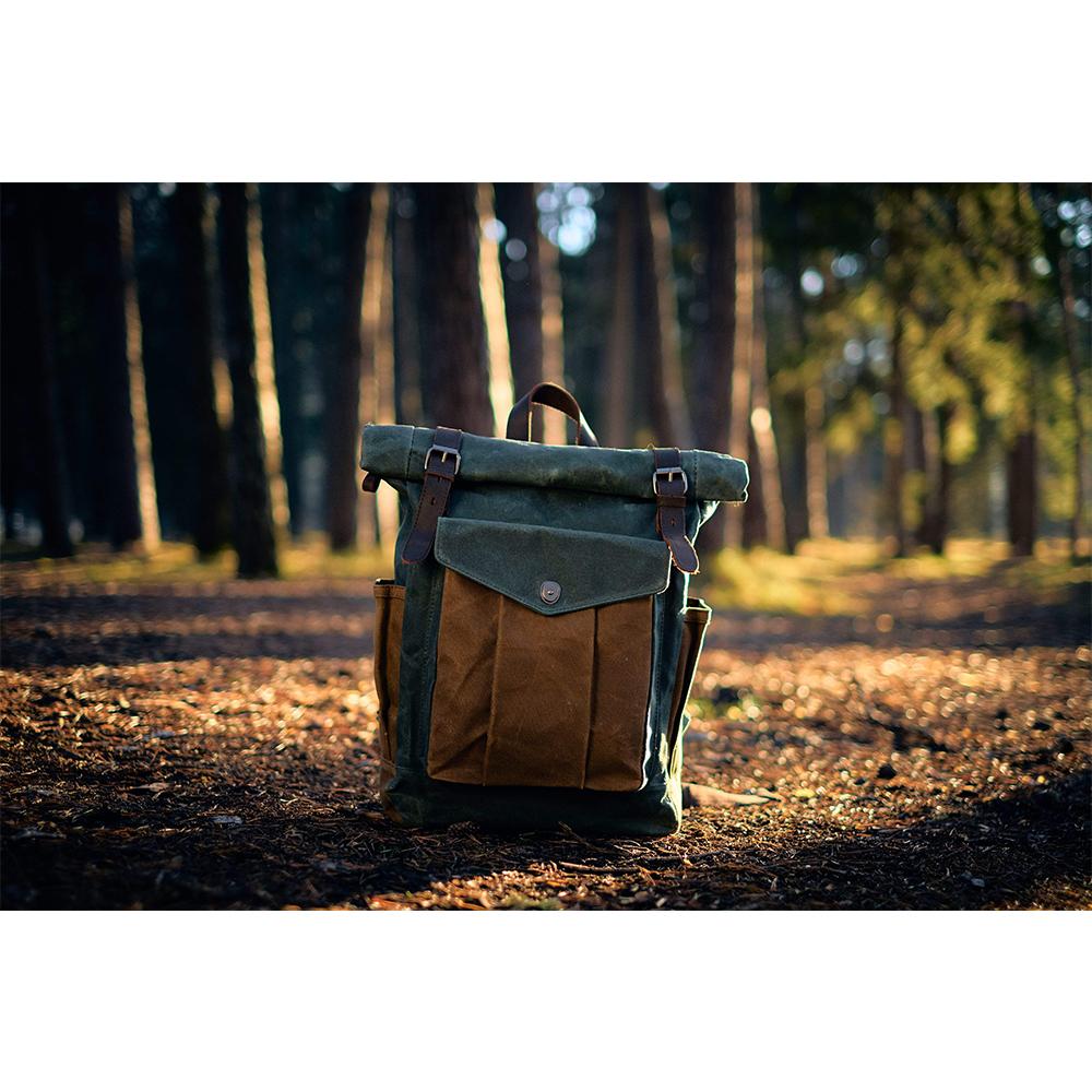 MARSEILLE | Rolltop-Rucksack aus wachsbeschichtetem Segeltuch